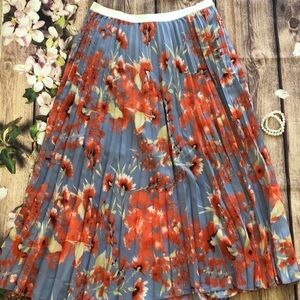 BLUE Cherry 🍒 Blossom Pleated Midi Skirt